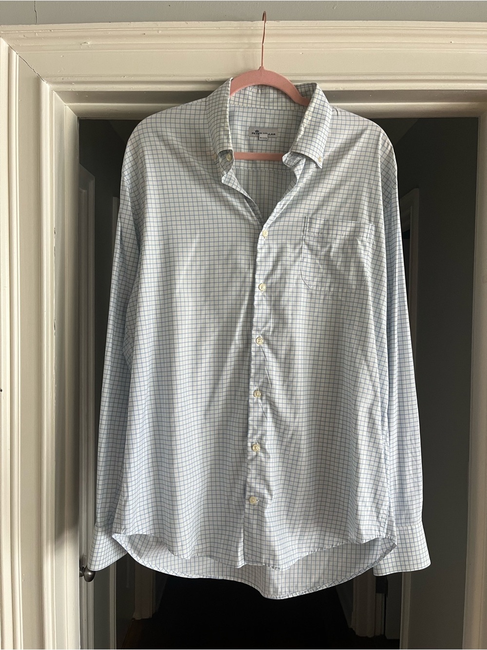 Peter Miller Light Blue Check Men's Dress Shirt